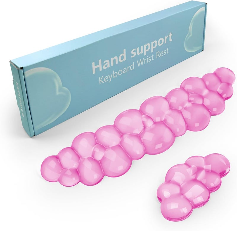 KEPUTAIER Gel Cloud Keyboard and Mouse Wrist Rest, Cute Wrist Support and Arm Support Keyboard Rest for Keyboard and Mouse Typing Pain Relief，Suitable for Office/Computer/Laptop/Gaming (Pink) - Image 1
